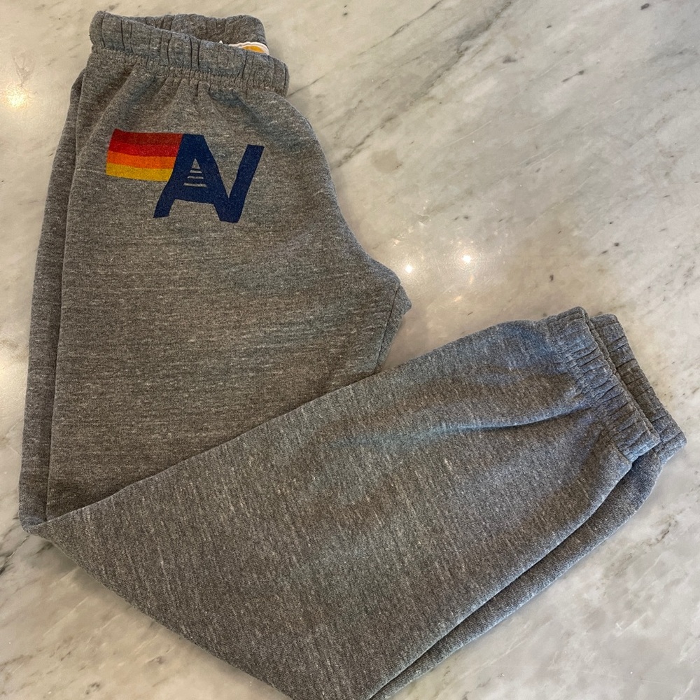 Women’s Aviator Nation Light Weight Logo Sweatpants -Heather Gray - XS